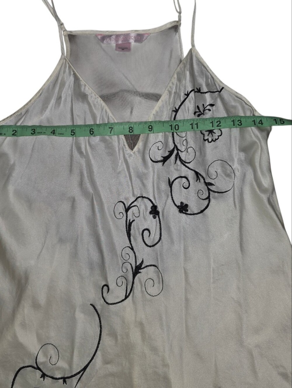 VTG Victoria’s Secret Y2K Ivory Silk Slip Dress Mesh Embroidered Fairycore M - Picture 8 of 11